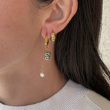 Alma - Boucles d’oreilles jaspe dalmatien & perle d’eau douce