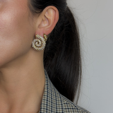 Celeste - Boucles d'oreilles coquillage strass plaqué or 18 carats
