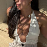 Dolores - Collier maille pendentif perle d'eau douce véritable