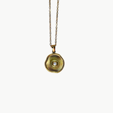 Bonnie - Collier médaillon rond texturé plaqué or 18 carats