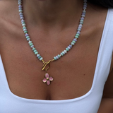 Elvin - Collier fleur & perles pastel