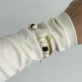 Otto - Bracelet perles naturelles d'eau douce irrégulières & jade marron