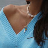 Ryo - Collier perle d’eau douce naturelle & médaille texturée