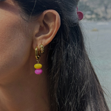 Olivia - Boucles d'oreilles créoles & perles colorées