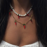 Spicy - Collier perles d'eau douce naturelles piment