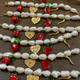 Papaya - Bracelet perles d'eau douce véritables charms