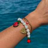 Papaya - Bracelet perles d'eau douce véritables charms