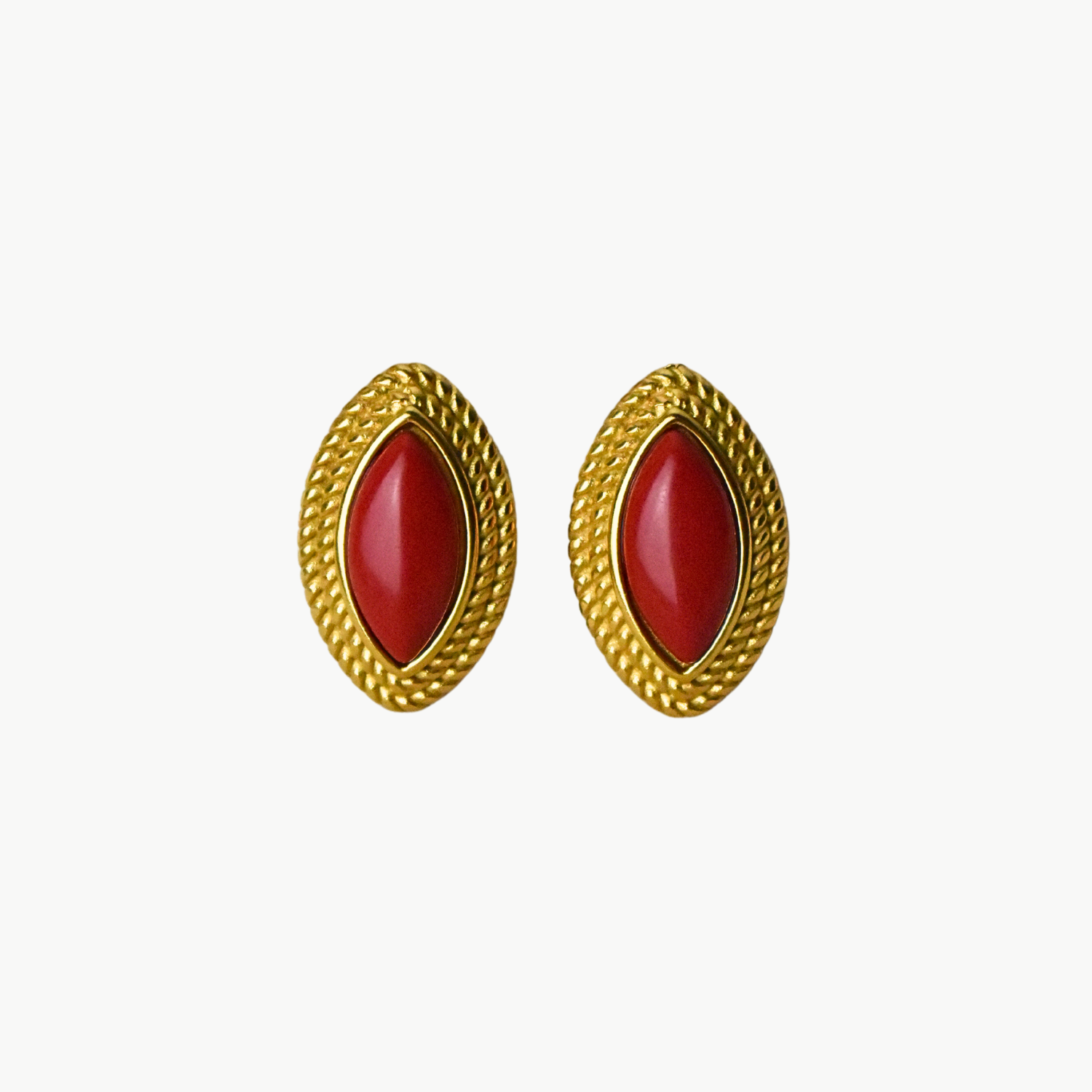 Edna - Boucles d'oreilles ovale plaqué or 18 carats