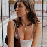 Bonnie - Collier pierre jade naturelle marron & perle baroque