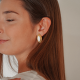 Edna - Boucles d'oreilles ovale plaqué or 18 carats