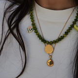 Sunny - collier perles Agate plates verte charms