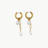 Paola - Boucles d'oreilles anneaux & perles suspendues