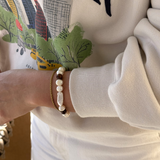 Otto - Bracelet perles naturelles d'eau douce irrégulières & jade marron