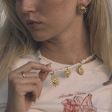Dahlia - Boucles d'oreilles soleil plaqué or 18 carats