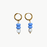 Rownie - Boucles d’oreilles créoles & perles bleues