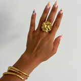 Lily - Bague ovale irrégulière plaqué or 18 carats