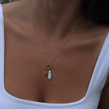 Ryo - Collier long perle d'eau douce & cristal rouge