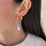 Rownie - Boucles d’oreilles créoles & perles bleues