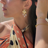 Georgina - Boucles d'oreilles croix perlée & gouttes