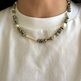 Alma - collier jaspe dalmatien & perles d’eau douce véritables