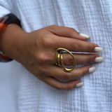 Hanna - Bague large organique plaqué or 18 carats