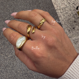 Ivy - Bague double anneaux ouverts plaqué or 18 carats