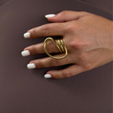 Hanna - Bague large organique plaqué or 18 carats