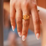 Sun - Bague chevalière soleil plaqué or 18 carats
