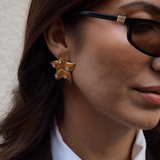 Luna - Boucles d'oreilles étoile de mer strass plaqué or 18 carats