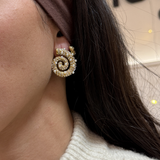 Celeste - Boucles d'oreilles coquillage strass plaqué or 18 carats