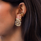 Celeste - Boucles d'oreilles coquillage strass plaqué or 18 carats