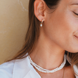 Emma - Créoles strass & perles naturelles