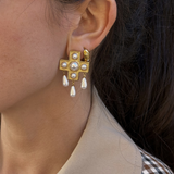 Georgina - Boucles d'oreilles croix perlée & gouttes