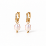 Emma - Créoles strass & perles naturelles