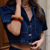 Hexa - Bracelet résine épurée (marron, beige, blanc)