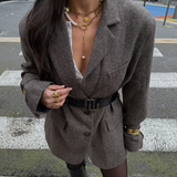 Charlie - Collier moitié perles moitié chaîne plaqué or 18 carats