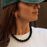 Alia - Collier perles Agate naturelle noire