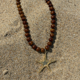 Beck - Collier perles naturelles en pierre de Jade marron