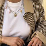 Benny - collier perles transparentes & charms colorés