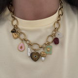 Elios – Collier charms plaqué or 18 carats & perles naturelles