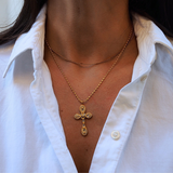 Mary - Collier pendentif croix plaqué or 18 carats