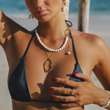 Elmo - Collier pendentif organique irrégulier plaqué or 18 carats