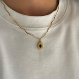 Farm - Collier fin médaillon noir plaqué or 18 carats