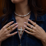 Vivi - Collier croix perle d'eau douce véritable