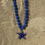 Isla - Collier céramique bleu étoile de mer lampwork