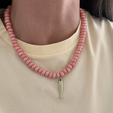 Jody - Collier perles rose pastel en céramique poisson