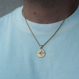 Leo - Collier chaîne torsadée & pendentif pièce texturée