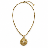 Leo - Collier chaîne torsadée & pendentif pièce texturée