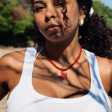 Lilo - Collier perles rondes naturelles étoile de mer lampwork