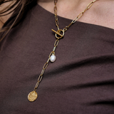 Lyla - Collier long pendentif plaqué or 18 carats